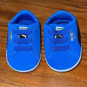 Puma Suede Baby Sneakers 1 Blue Hook & Loop Retro Infant Toddler Athletic shoes